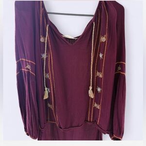 Hippie Laundry Maroon Embroidered Blouse